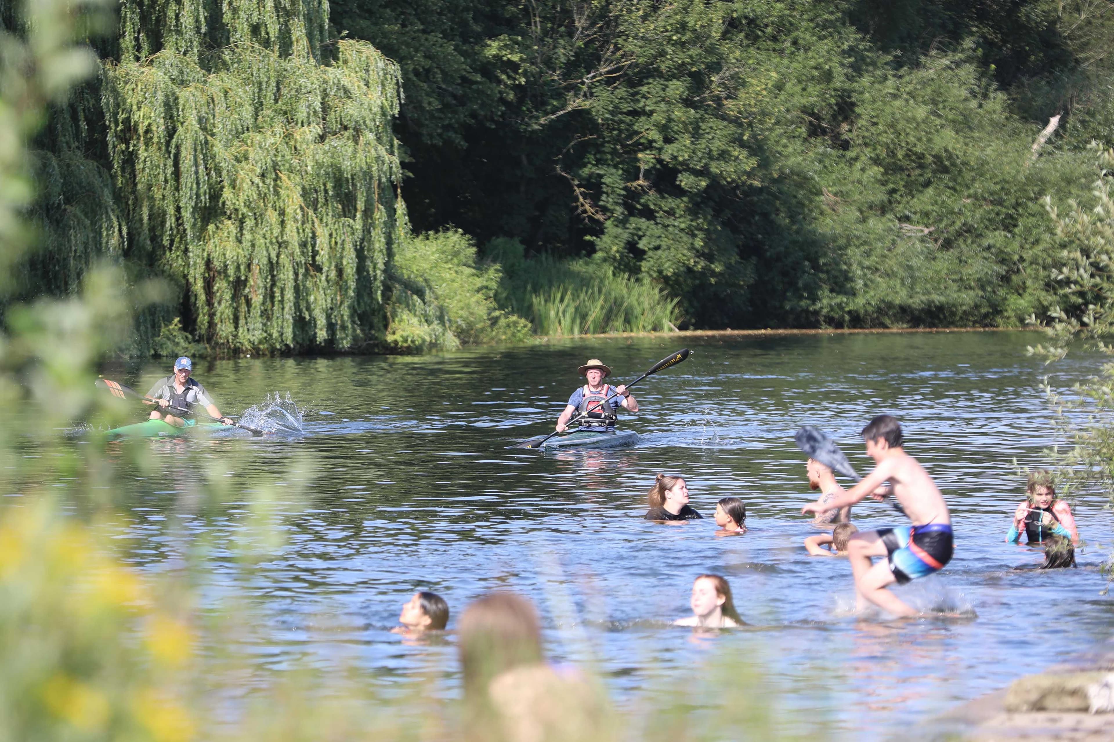Meadow Farm Camping Pangbourne jumping in The Thames.jpg